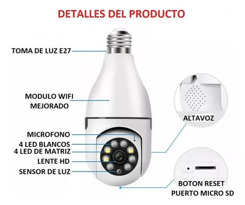 ¡Explora la Seguridad Total con la Cámara de Bombillo 360°! QualiTienda